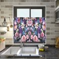thumbnail image 4 of Yayeee Kitchen Curtains Light Filtering 27"x24" Rod Pocket Short Cafe Window Panel, Pink and Purple Flowers, 4 of 7