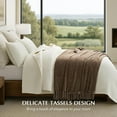 thumbnail image 2 of EVERGRACE Soft Chenille Throw Blanket for Couch, Cozy Plush Fuzzy Decorative Chenille Knit Throw Blanket with Tassels, Lightweight Blanket and Throws for Bed Sofa Gift Home Decor, Mocha Brown 50"x60", 2 of 8