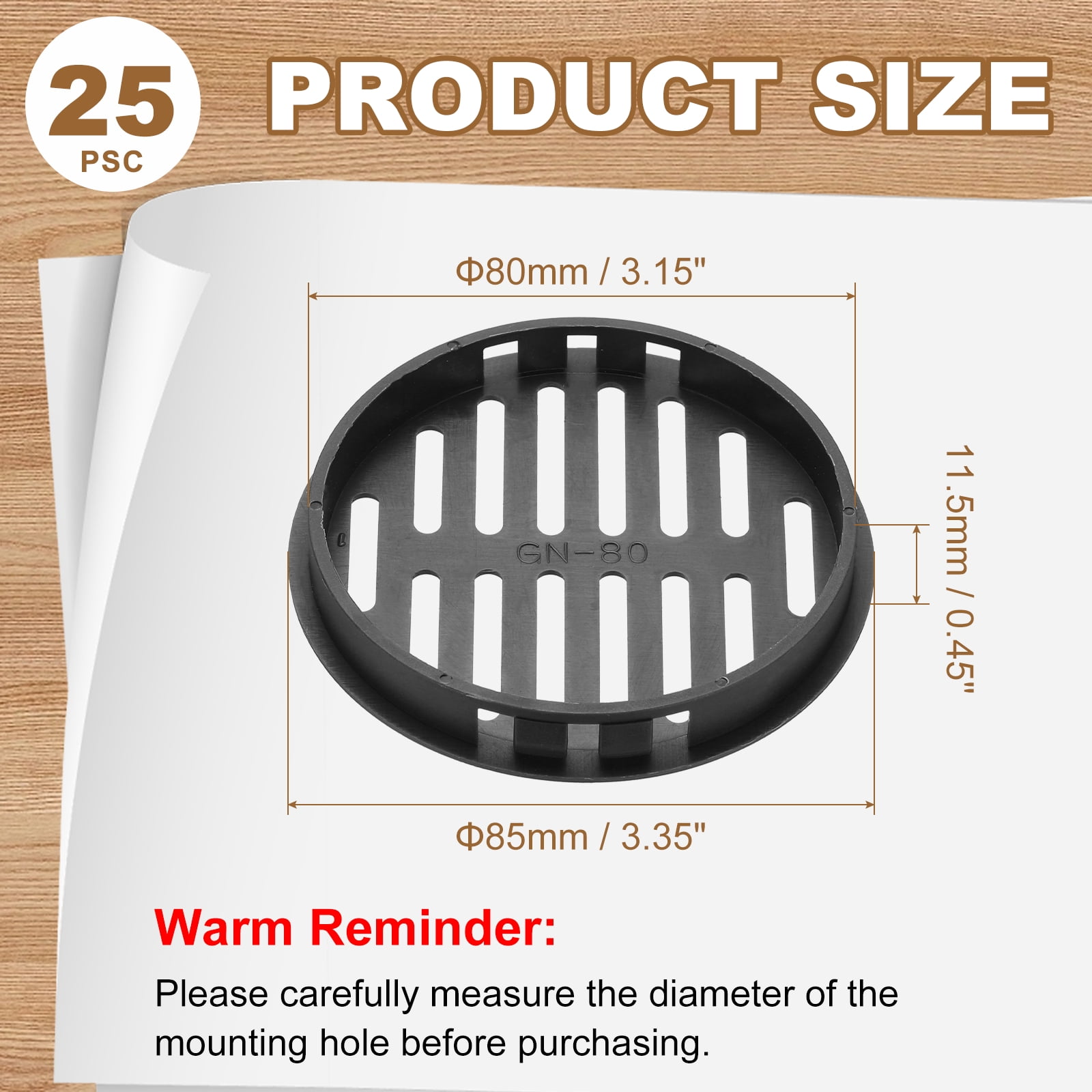 Uxcell 25pcs Round Cabinet Vent 3.15" (80mm Openings) Plastic Circular Soffit Exhaust Vent Soffit Louver Vent Mesh Hole for Bathroom Home Office Kitchen Cabinet Wardrobe, Black