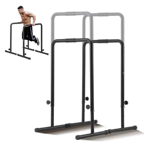 KDTHTF Dip Bars Stand Station, 440 lbs Capacity Adjustable Height 3-Level, Portable Strength Training Equipment for Home Gym, Pushups, Dips, Leg Raises