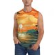 thumbnail image 1 of Fotbe Tropical Sunset Paradise Men's Camiseta sin Mangas Estampada para Hombres, Playera Casual para Gimnasio, Entrenamiento, Playa-Large, 1 of 7