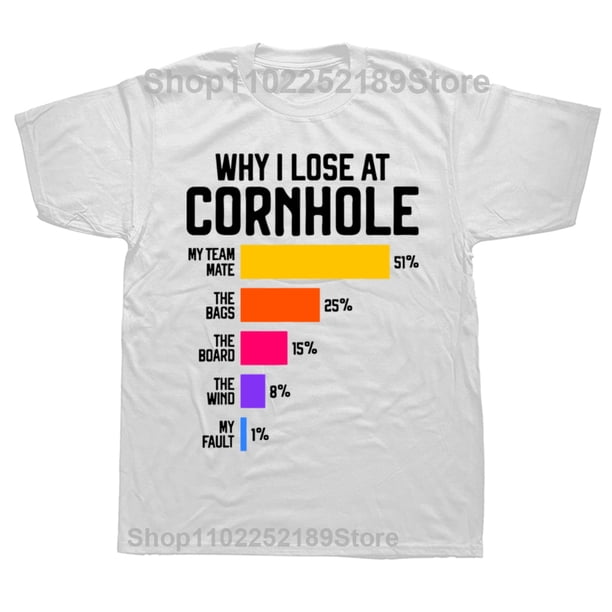 Camiseta "Por qué pierdo en el Cornhole", estilo retro deportivo, para amantes de los Cornholes, de manga corta, de algodón, estilo Harajuku, transpirable, unisex.