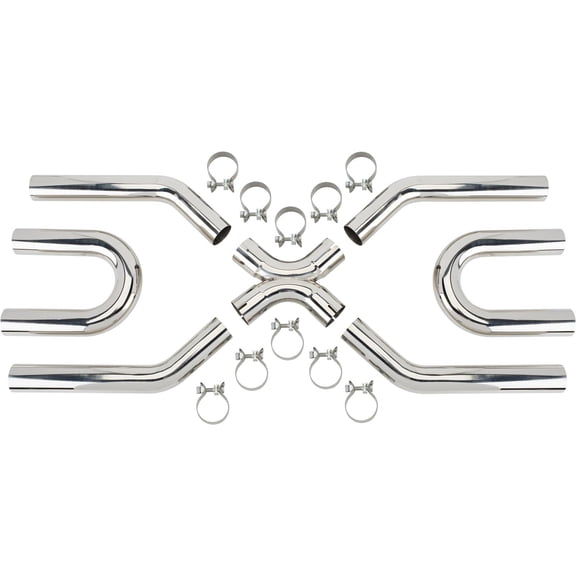Universal X-Pipe Exhaust System Mid-Pipe Kit, 304 Stainless Steel