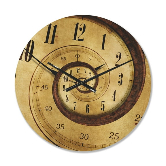 Designart 'Traditional Time Spiral' Modern Wood Wall Clock