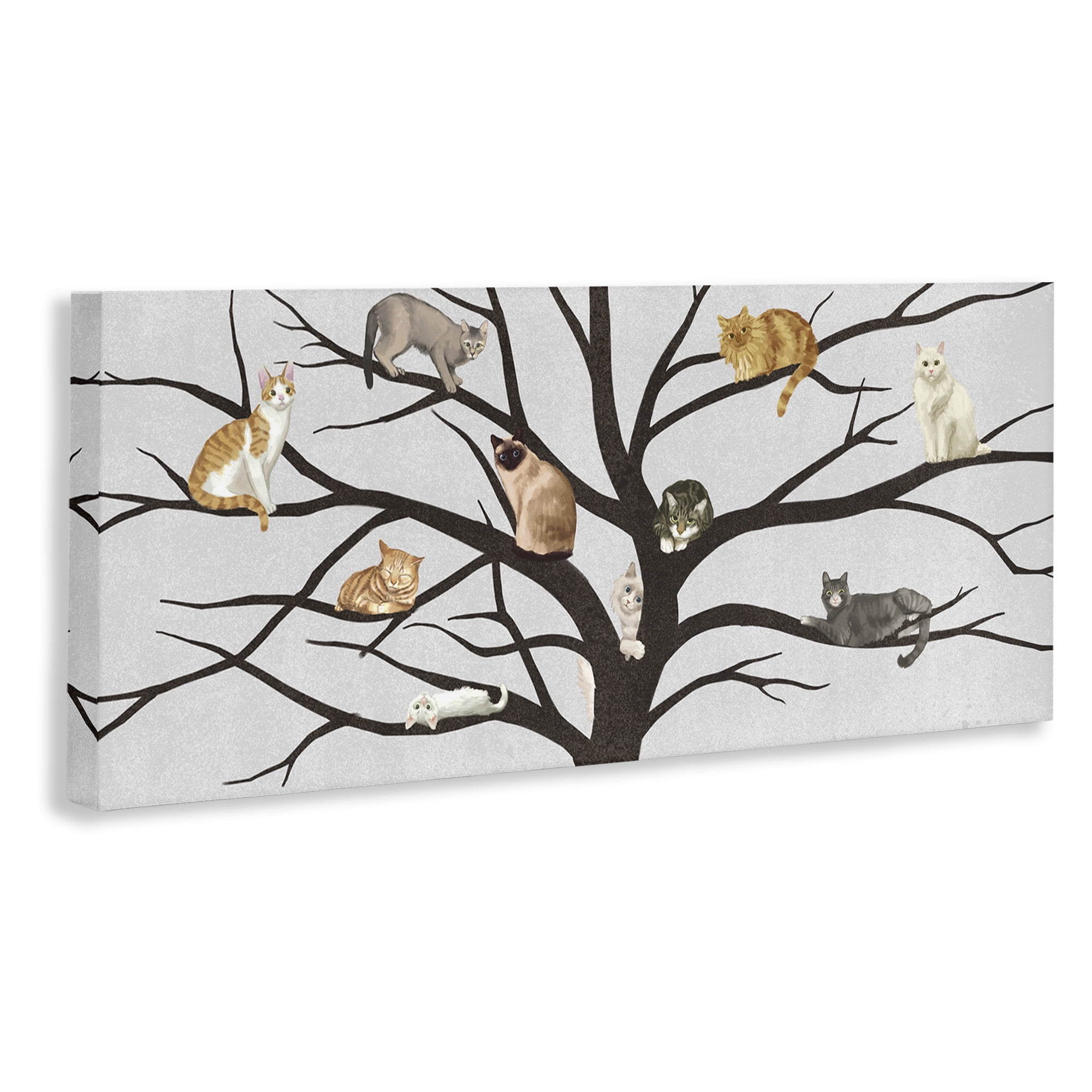 Stupell Industries Cats In Tree Pet Painting Animals & Insects Painting Gallery Wrapped Canvas Art Print Wall Art, 48 x 20