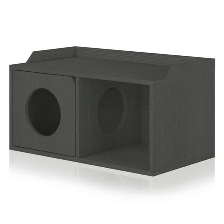 UPC: 0819767017219 | Way Basics Cat House 2 Hole with 1 Door  Charcoal Black