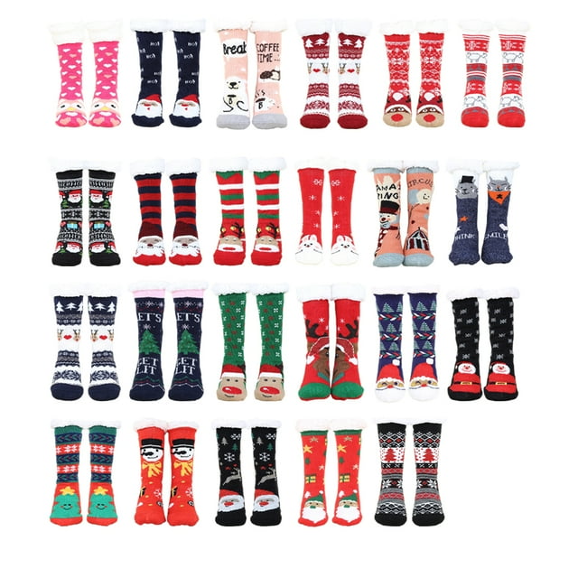 Ruiboury Soft Texture Winter Warm Socks Women Cotton-Polyester Made Breathable red elk