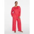 thumbnail image 2 of Joyspun Women's Cozy Lounge Collection Hacci Long Sleeve Top and Pants Pajama Set, 2-Piece, Sizes XS-3X, 2 of 5