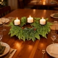 thumbnail image 5 of Christmas Candle Holder Centerpiece with Artificial Greenery Wreath- Cedar&Pinecones Decor for Holiday Table, Mantle, Xmas Dinner Party, Kitchen Windows, Cabinets, and Wedding Table Decorations, 5 of 6
