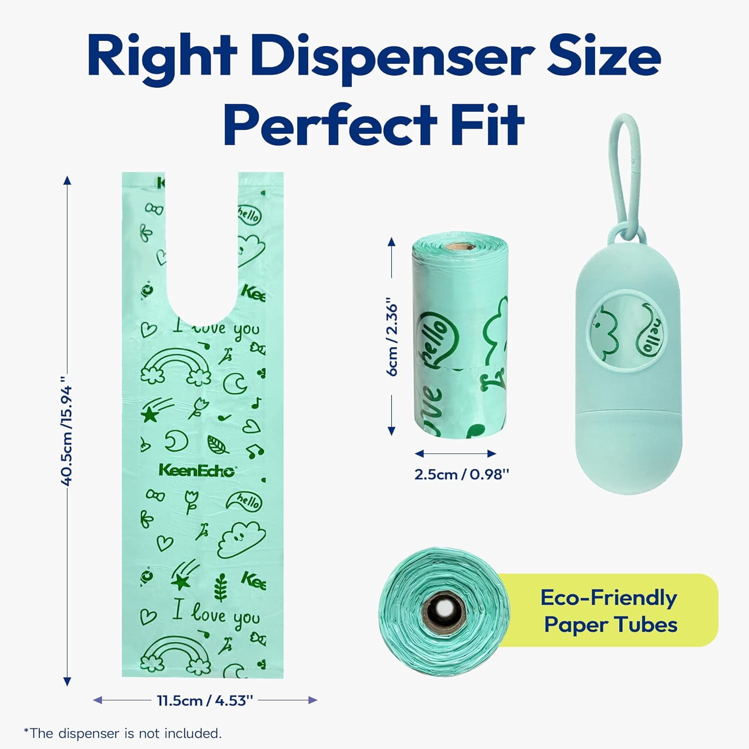 Disposable Diaper Bags with Handles 120 Count (8 Rolls), Leak-Proof Diaper Trash Bags & Sacks or Pet Waste Bag, Ocean Recycled Plastic, Green