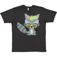 thumbnail image 3 of Inktastic Hipster Raccoon, Raccoon With Glasses, Flowers T-Shirt, 3 of 5