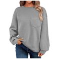 thumbnail image 1 of WEAIXIMIUNG Sweatshirts pour Femmes Pull Décontracté Couleur Unie Col Rond Manches Longues avec Poche, 1 of 4
