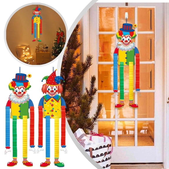 Décorations Suspendues Clown de Carnaval Ensemble de Deux avec Pieds Rétractables pour Fêtes à Thème Cirque et Célébrations Festives sur Murs Ou Plafonds 2 Pcs