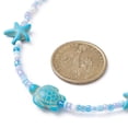 thumbnail image 4 of 20 pc Turquoise Starfish Turtle Seed Beaded Necklace for Women Deep Sky Blue 15.75 inch(40cm), 4 of 5