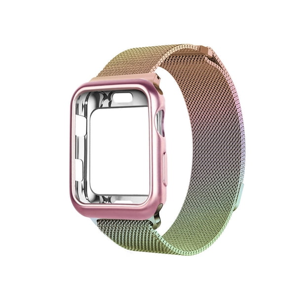 Correa metálica para Apple Watch de 44 mm + Protector lateral de pantalla. Mamá Pulpo Milanese case lateral