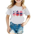thumbnail image 2 of SXcggal Girl's 4th Of July Patriotic Short Sleeve T Shirt Cute Independence Day Flag Print Tee Comfortable Casual Summer Top For Toddler Kids Cute Cozy Beautiful Girls Tops, 2 of 4