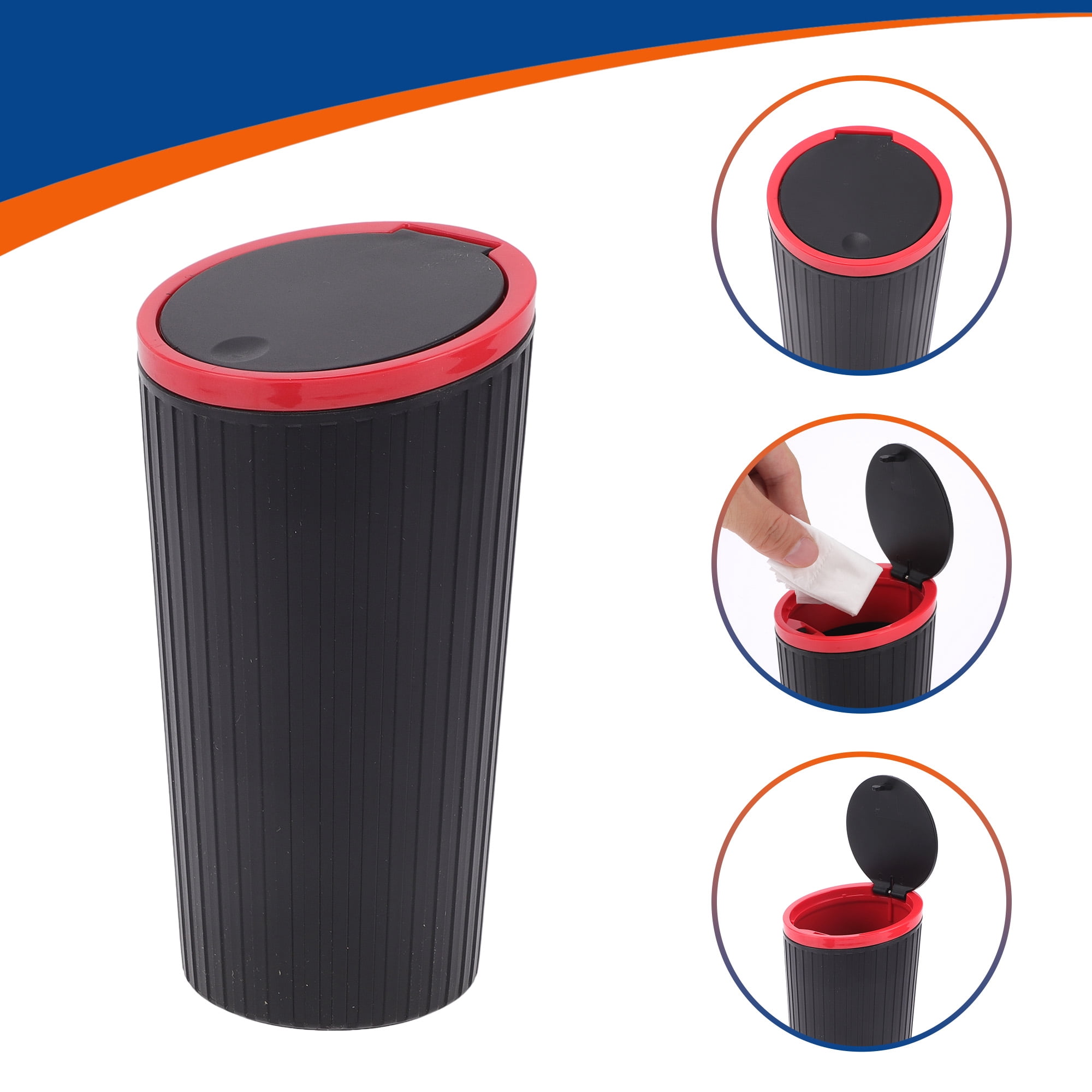 Unique Bargains Car Trash Can Trash Bin Portable 3.2x6.3in Height Plastic Red