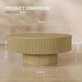 thumbnail image 2 of Gelloan 35" Round Fluted Coffee Table, Modern Wood Circle Coffee Table, Veneer Handcrafted Relief Tea Table for Living Room,Natural, 2 of 8