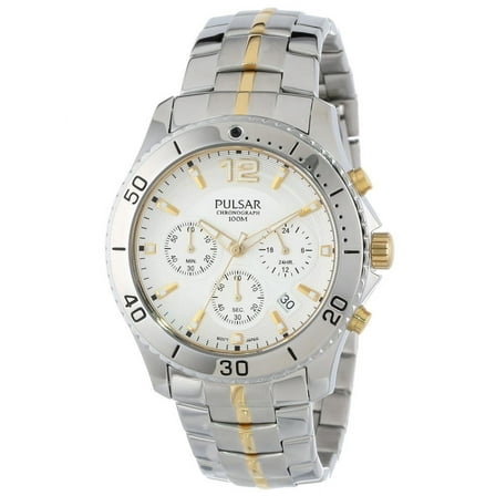 Pulsar PT3291 Men's Chronograph Silver Dial Two Tone Steel Bracelet Quartz Watch