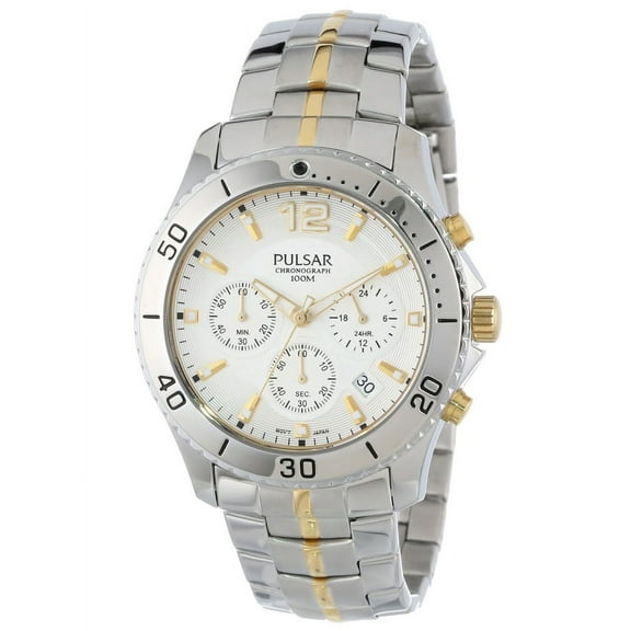 Pulsar PT3291 Men's Chronograph Silver Dial Two Tone Steel Bracelet Quartz Watch