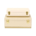 thumbnail image 4 of Contemporary Home Living Rectangular Handcrafted Rattan Storage Boxes - 12" - White and Gold - Set, 4 of 9