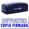 thumbnail image 1 of Large Pre-Inked Devolver Copia Stamp, Slim 1854, Ultra Slim Design, Impression Size 1-13/16" by 2-1/2", Up to 25,000 Impressions - Blue Ink, 1 of 10