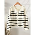 thumbnail image 4 of Classic Striped Button-Up Sweater (S, Beige), 4 of 5