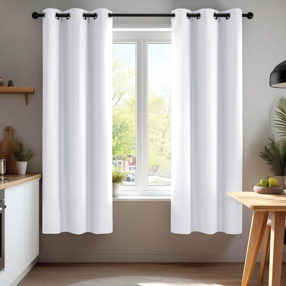 Deconovo Grommet Room Darkening Curtains 63 inches Long Pack of 2, Thermal Insulated Window Curtain Panels, 42x63 inch , Light Grayish White
