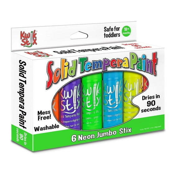 The Pencil Grip Jumbo Solid Tempera Paint Stick, 6 Neon Colors