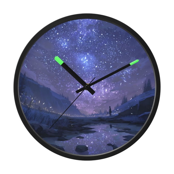Indoor 12' Voice-Activated Luminous Decoration Wall Clock With LED Night Light Starlight