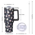 thumbnail image 2 of 40oz Pioneer Flower Floral Print Pattern Insulated Tumbler with Handle, BPA-Free Leak Proof Lid and Straws, Double Wall Vacuum, Hot 12h/Cold 34h, 2 of 6