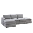 thumbnail image 2 of Grey Modular Sectional Sofa Set 5pc - Contemporary Fabric Upholstery with Plush Seating and Ottomans, 2 of 9