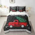 thumbnail image 2 of Manfei Red Truck 7pcs Bedding Comforter Set,Christmas Tree Queen Bedding Sets Super Cozy,Festival Xmas Queen Sheet Sets,Breathable Happy New Year Room Decorative,Reversible, 2 of 7