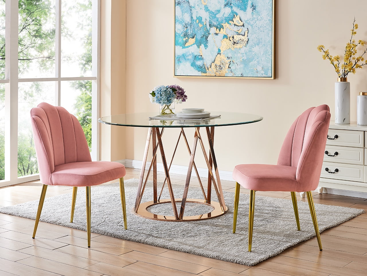 Chic Home Cherisa Velvet Upholstered Channel Quilted Dining Chair (Set