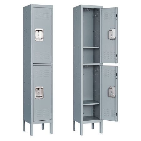 Fesbos Metal Lockers for Employees with Lock, Employees Locker Storage Cabinet with 2 Doors, Tall Steel Storage Locker for Gym, School, Office