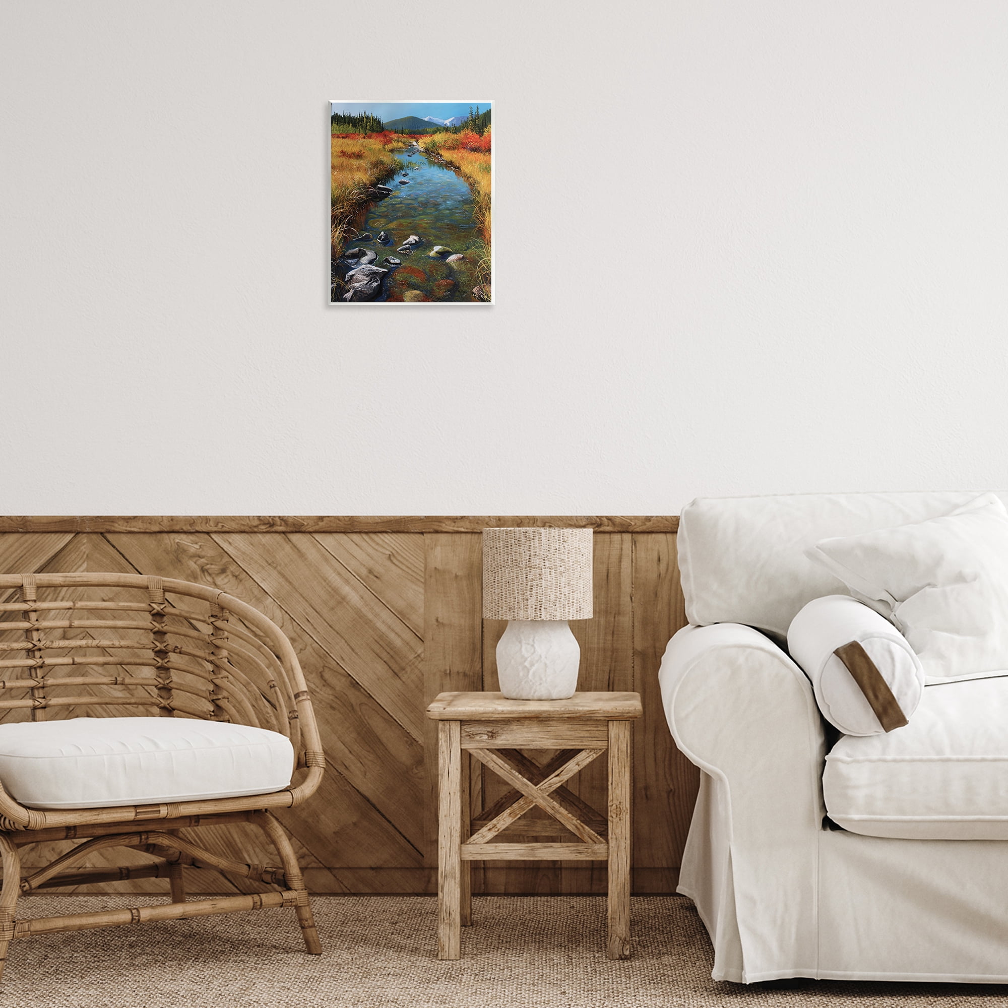 Stupell Industries Outflow From Lake Landscape & Nature Painting Unframed Art Print Wall Art, 11 x 14
