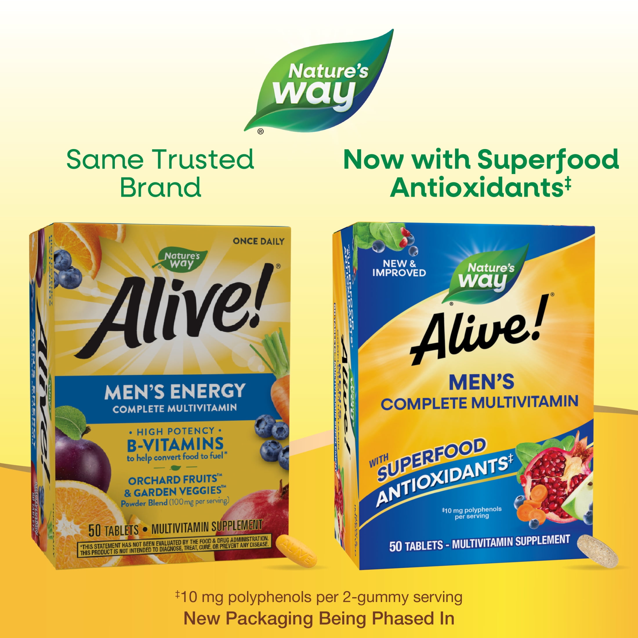 Nature's Way Alive! Men's Complete Multivitamin Tablets, B-Vitamins, 50 Count