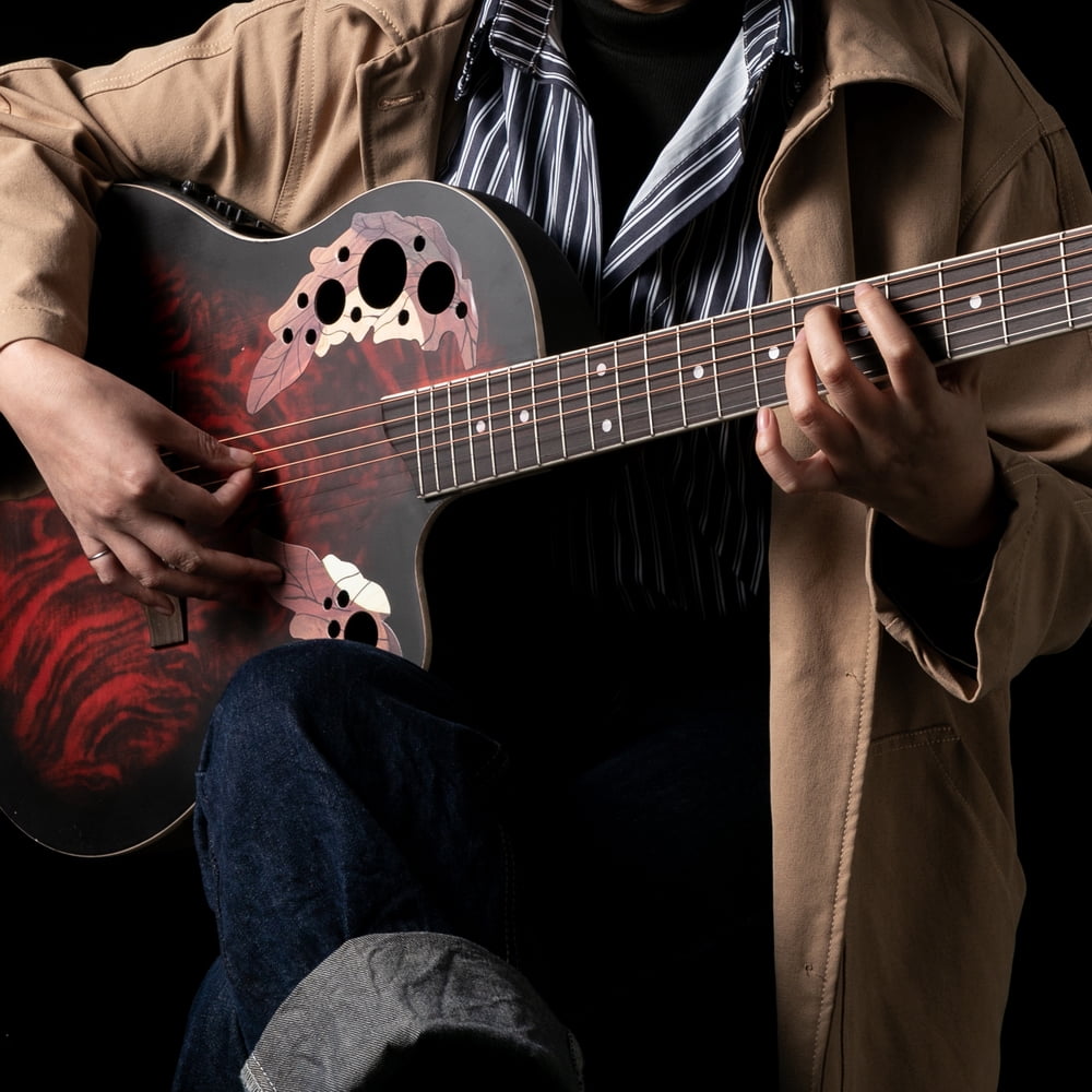 Lowestbest 41" Full-Size Acoustic-Electric Guitar, Cutaway Ballad Guitar with Round Back For Guitar Lovers, Sunset Red Lowestbest 41" Full-Size Acoustic-Electric Guitar, Cutaway Ballad Guitar with Round Back For Guitar Lovers, Sunset Red