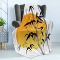 thumbnail image 4 of Bamboo Print Soft Flannel Fleece Throw Blanket, Bamboos Across the Sun Aesthetic Japanese Culture Lifestyle, Cozy Plush for Indoor and Outdoor Use, 60" x 80", Orange Black White, by Ambesonne, 4 of 5