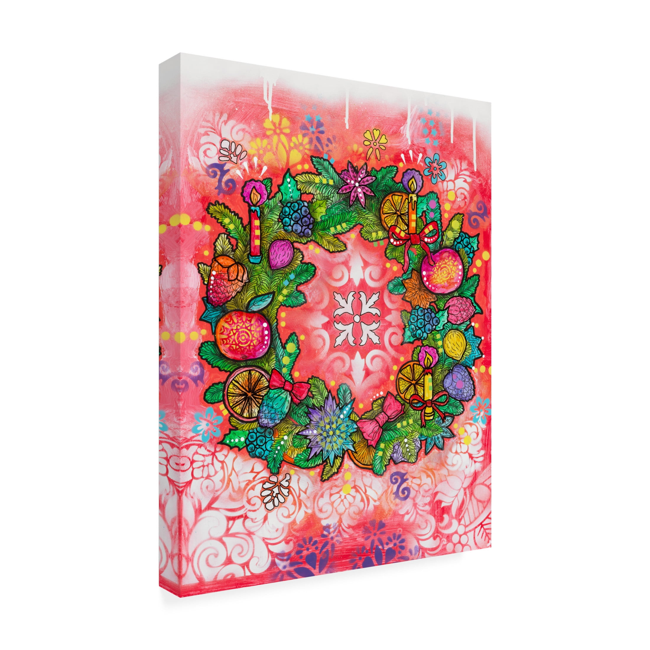 Canvas Wall Art - Dean Russo 'Citrus Wreath' Wall Art for Living Room, Bedroom, or Office Décor by Trademark Fine Art - 35 x 47 Inches