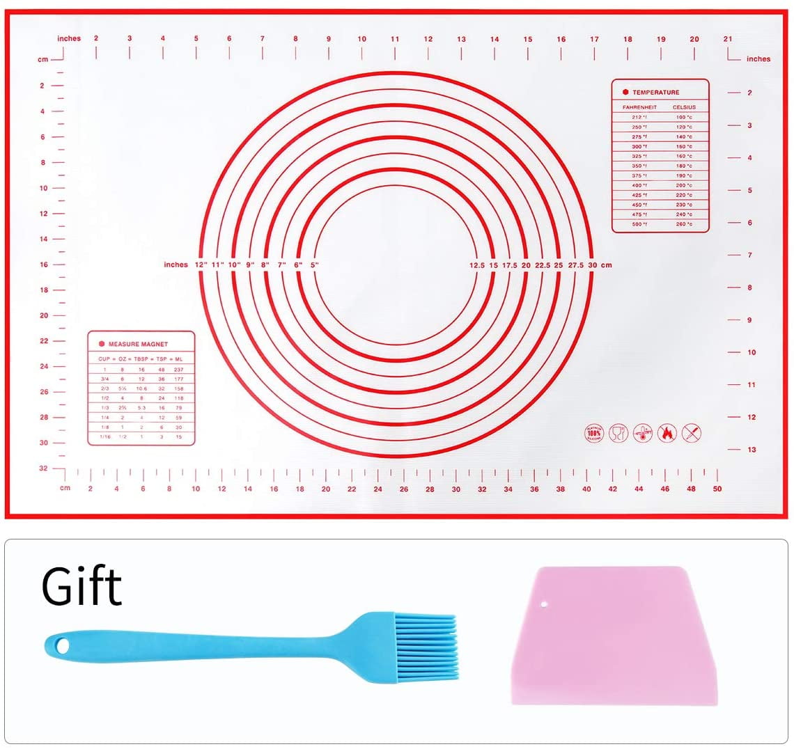 Silicone Baking Mat for Pastry Rolling Dough with Measurements, 40*60cm Thick BPA Free Non stick