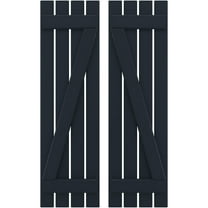 Ekena Millwork 15 1/2"W x 77"H Americraft Four Board (2 Batten) Exterior Real Wood Spaced Board-n-Batten Shutters w/ Z-Bar (Per Pair), Starless Night Blue