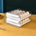 thumbnail image 3 of BAOPAI Double Layer Drawer Style Eggs Storage Organizer Stackable Kitchen Large Capacity Transparent Egg Tray with Ventilation for Fresh Food Keeping, 3 of 9