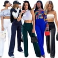 thumbnail image 3 of Pantalones de trompeta personalizados de cintura alta ajustados de moda europea y americana para mujer, multicolor opcional, 3 of 6