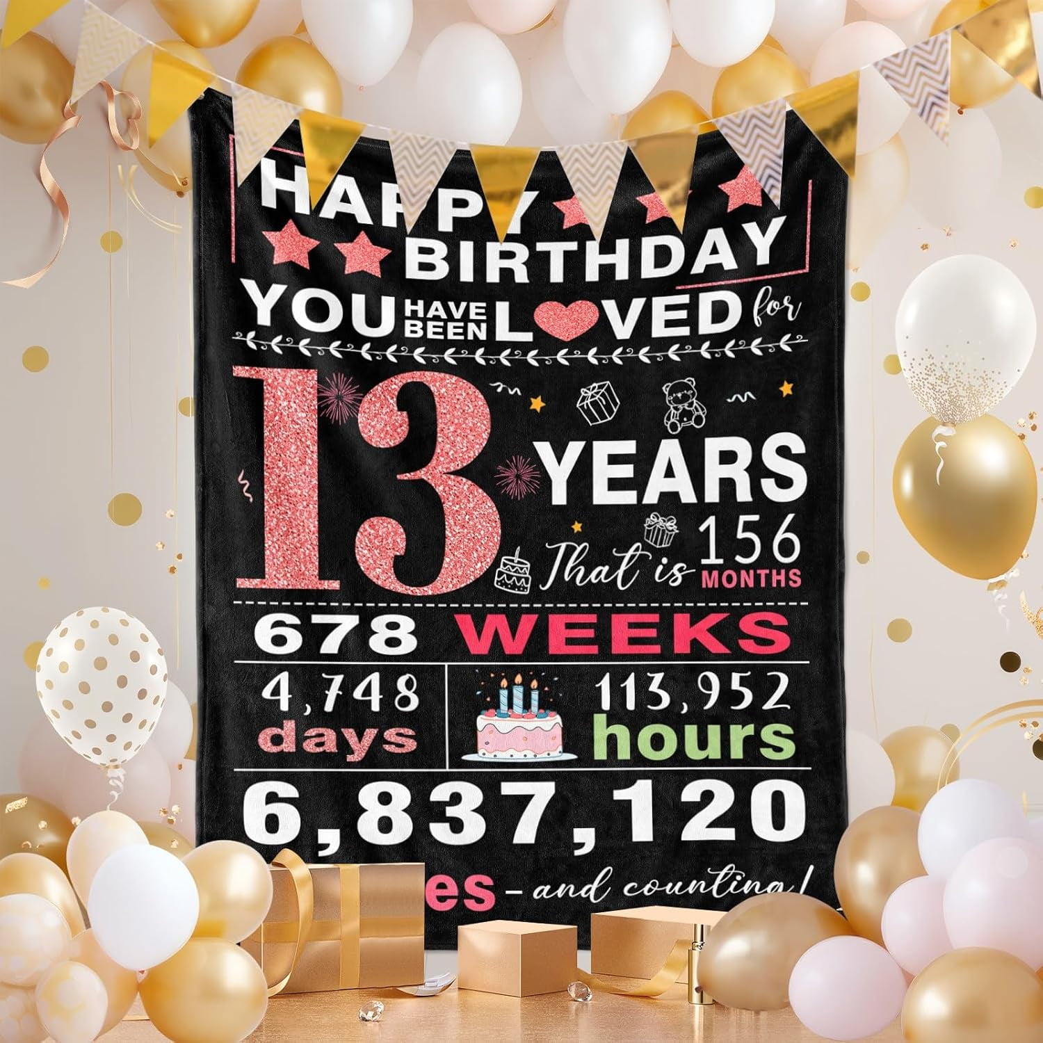 13 Year Old Girl Gifts, Gifts for 13 Year Old Girl, 13th Birthday Gifts for Girls, Birthday Gifts for Teen Girls, Teenager Girl Gift Ideas, 13th Birthday Decorations for Girls Blanket 50x60