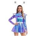 thumbnail image 5 of Aislor Women's Alien Cosplay Dress with Hair Hoop Astronaut Long Sleeve Shiny A-line Halloween Blue XL, 5 of 7