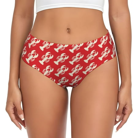 Naloa Retro Lobsters Womens No Show Cotton Underwear Mid-High Waisted Soft Ladies Panties Strech Breathable Briefs -Small