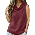 thumbnail image 2 of Omexry Tank Top Fashion Women's Casual Comfortable Solid Sleeveless Cowl Neck Blouse Tank Tops, 2 of 9