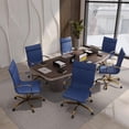 thumbnail image 3 of Pemberly Row High-Back Leather Office Chair With Gold Frame in Navy Blue, 3 of 7