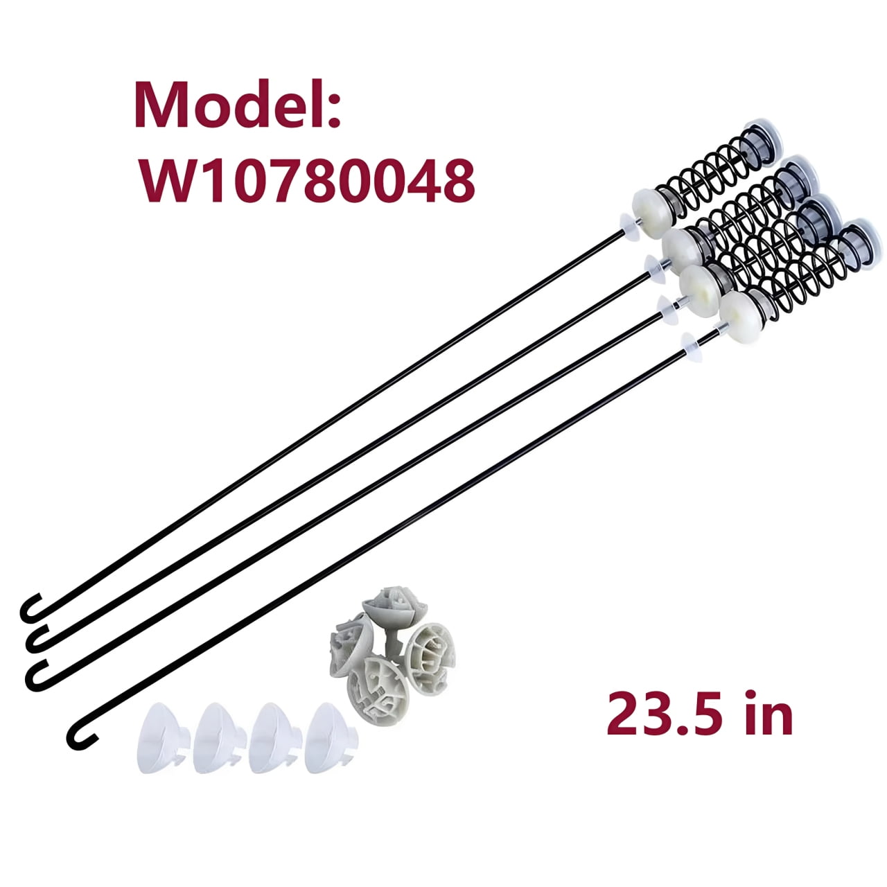 Washer Suspension Rod Kit Fit for Whirlpool Kenmore Amana Maytag Washing Machine WTW4800XQ4 W10780048(23.5 inch)
